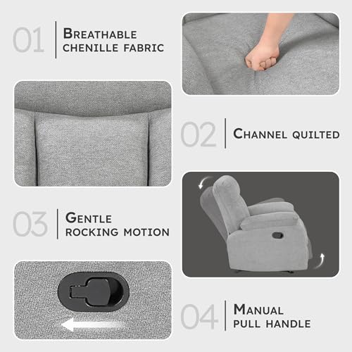 Sillón reclinable chenille gris suave y cómodo miniatura 3