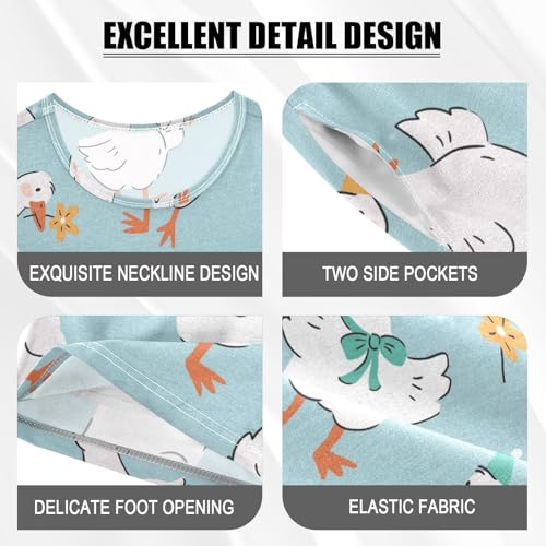 Pajama Short Sets Cute Goose Pattern Soft Cotton Summer Sleepwear 2 Piece PJS Size 5-14T3