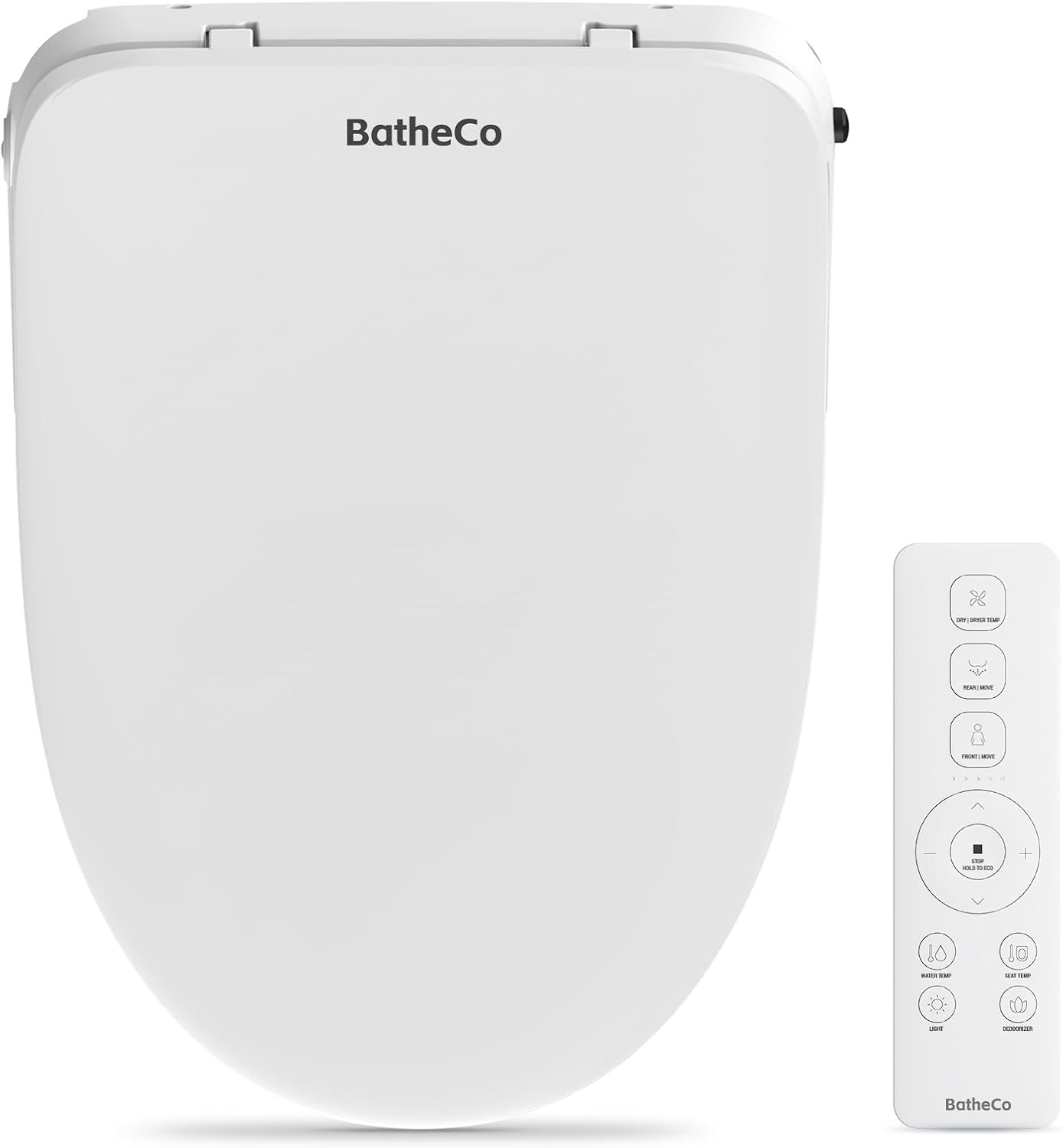 Electric Bidet Toilet Seat, Round Toilet Seat with 6-Level Warm,Dryer, Front and Rear Wash, Remote Control, Self-Cleaning Nozzle, Eco Mode