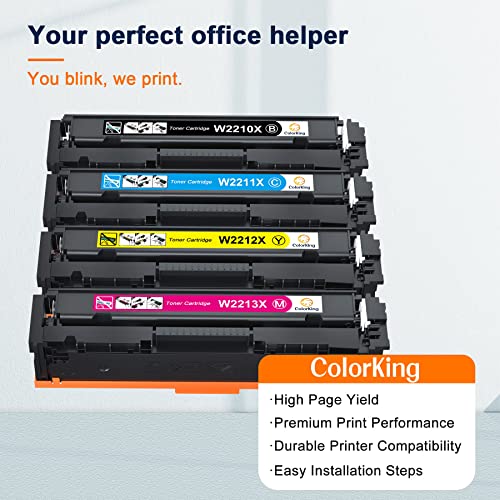 ColorKing 207X Cartucho de Tóner Compatible para HP 207X 207A Color Laserjet Pro MFP M283fdw M255dw M283fdn M282nw M255nw 207X W2210X W2211X W2212X W2213X (Negro, Cian, Amarillo, Magenta, Sin Chip)