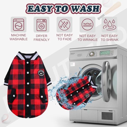 Image of BEAUTYZOO Dog Sweaters for Small Medium Large Dogs, Dog Hoodie Warm Fleece Dogs Winter Clothes Cute Stylish Boy & Girl Dog Sweatshirts, Red Sport Coats Baseball Uniform Jackets for Puppy, SM