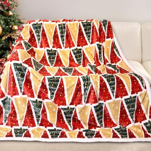 Gogreen Christmas Sherpa Fleece Twin Blanket for Couch Bed Sofa Adults -Soft and Warm Blanket for Winter, Thick and Fuzzy Throw Blanket (Twin - 60" x 80") - C