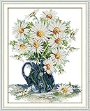 Joy Sunday Cross Stitch Kits 14CT Stamped Daisy Vase 11.8"x14.2" or 30cmx36cm Easy Patterns Embroide