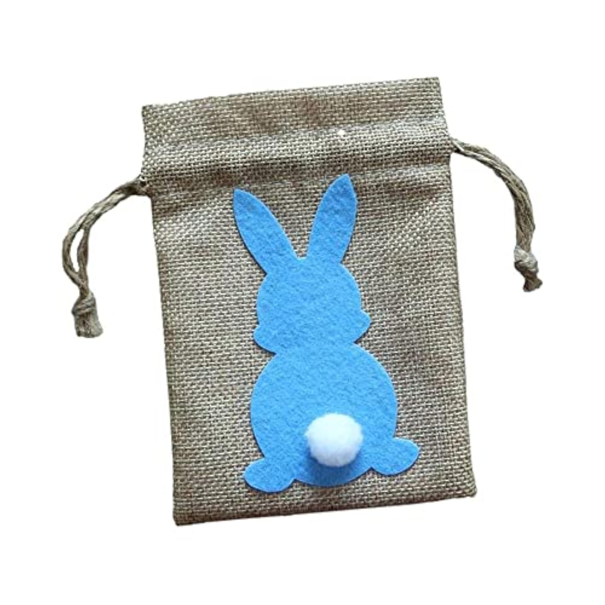 Easter Bunny Decor Drawstring Burlap Bag, 14x10cm, Party Favors