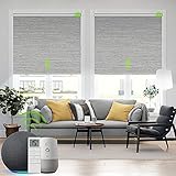 Yoolax Motorized Blind Shade for Window with Remote Control Smart Blind Shade Compatible with Alexa Motorized Roller Shade Blackout Battery Solar Powered Blind Custom up 98''W X 138''H (Foggy Grey)
