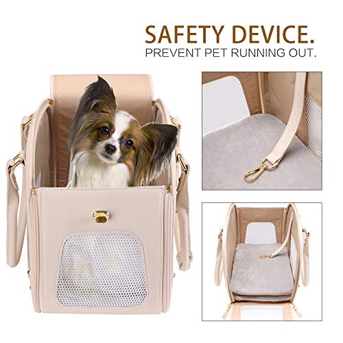Petshome PH-US-PET-BAG-A-M-BG-3 Dog Carrier Purse, Pet Carrier, Cat Carrier, Waterproof Premium Leather Pet Travel Portable Bag Carrier thumb #2
