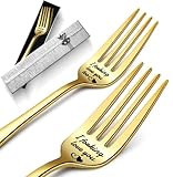 2Pcs Dinner Forks Funny Tableware Engraved with I Forking Love You, 8" Stainless Steel Forks Silverw