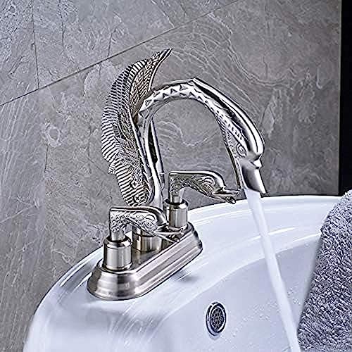 Robinet mitigeur lavabo anti-traces deux trous en nickel brossé