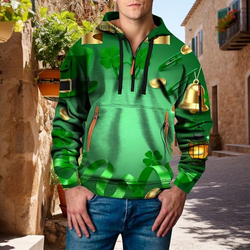 Sudadera con capucha verde XL para hombre con estampado completo moderno 2