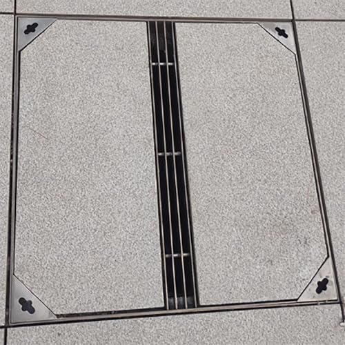 ZIMGOD Trench Drain Square Well Cover w/Drain Outlet, Removable Rainwater Grating for Sewer & Driveway, Drainage Channel Kit 304 Stainless Steel, Customizable(60x60x5cm (23.6x23.6x2in))