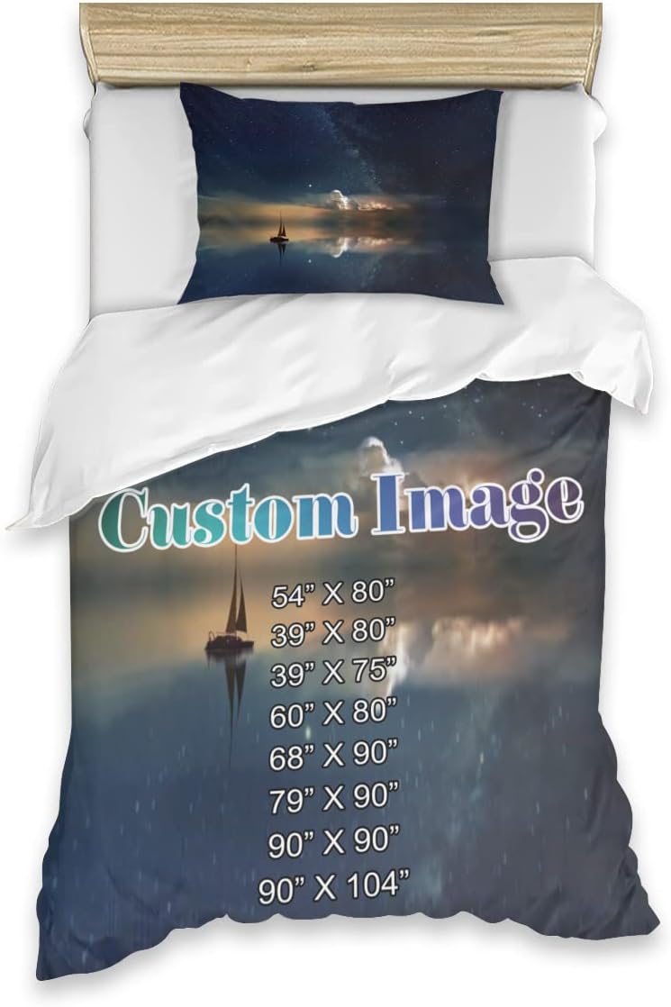 Customize Twin Sheet Bedding Set,3 Piece,Custom Comforter Set Add Your Own Picture Photo Text College Dorm Room Bed Sheets,Hotel Luxury Bed Sheet,Extra Soft Sheets 60"X90"