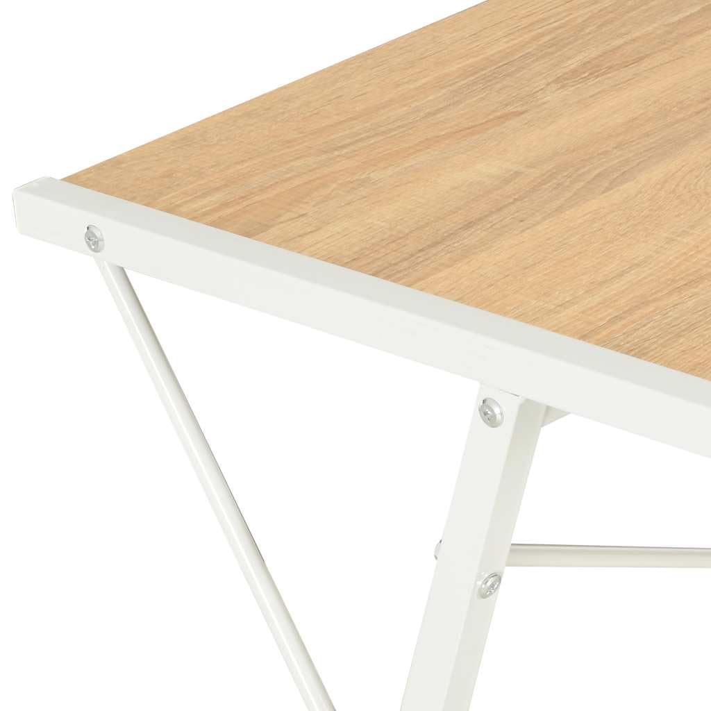 Scrivania Porta PC con Libreria Rovere e Bianco 116x50x93cm | Tavolo salvaspazio per camera e ufficio con scaffali integrati, telaio a X in metallo stabile e piano in PVC.