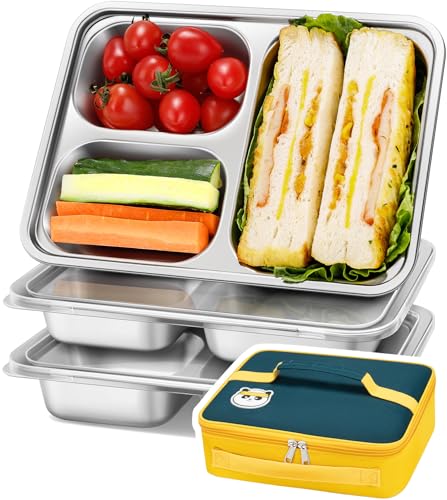 KTKUDY 3 Pack Stainless Steel Meal Prep Containers