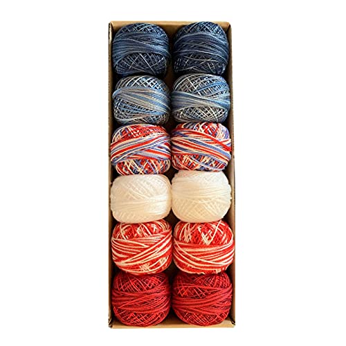 Image of Valdani Inc Valdani Solid Pearl Sz8 Two Flags Cotton Balls, None | 12-Ball Collection, Hand-Dyed Egyptian Cotton, Colorfast, Size 8 (67m /73 yds, 10g ball), Non-Divisible