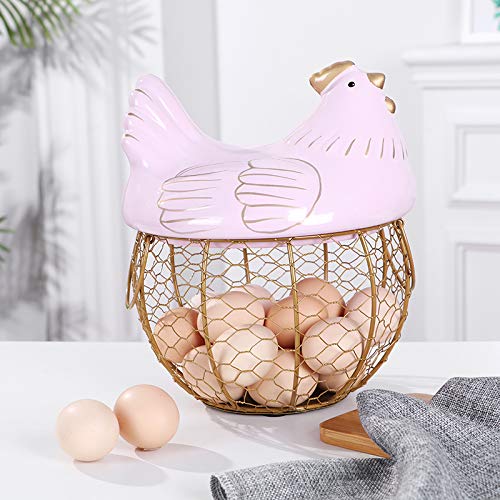 Maple Homes Rooster egg basket egg holder pink