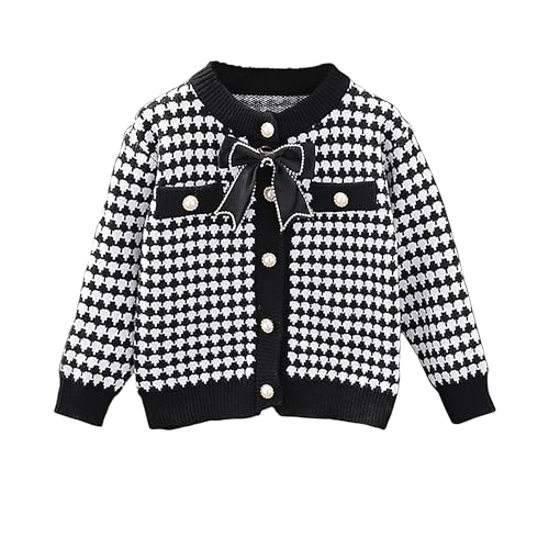Toddler Girls Cardigan Sweater Button Knit Sweater Kids Black Winter Coat Size 2-7T