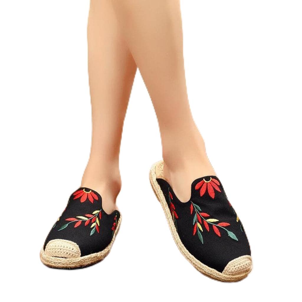 Embroidery Flats Slip on Mesh Loafers Espadrilles Casual Boat Shoes 37 Black|Clothing Shoes & Accessories | Womens Shoes | Flats & Oxfords-image-10