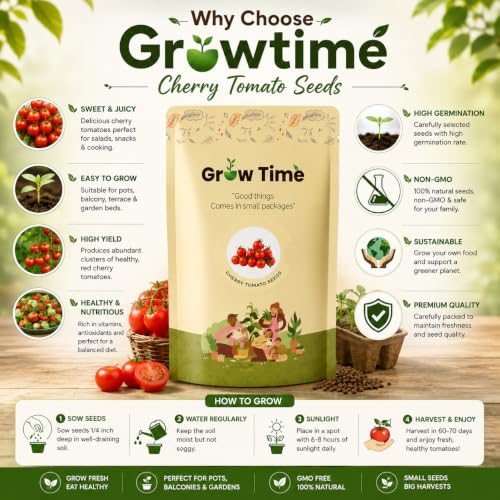 Image of Cherry Tomato Vegetable Seeds, Vegetable Seeds for Home Gardening, Vegetable Planting Seeds for Kitchen, Cherry Tomato Seeds (Cherry, Pack of 1g)