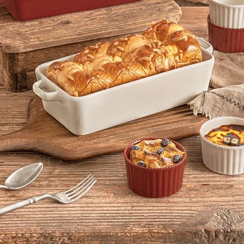 Plato hondo para horno microondas de cerámica rectangular con asas integradas 7