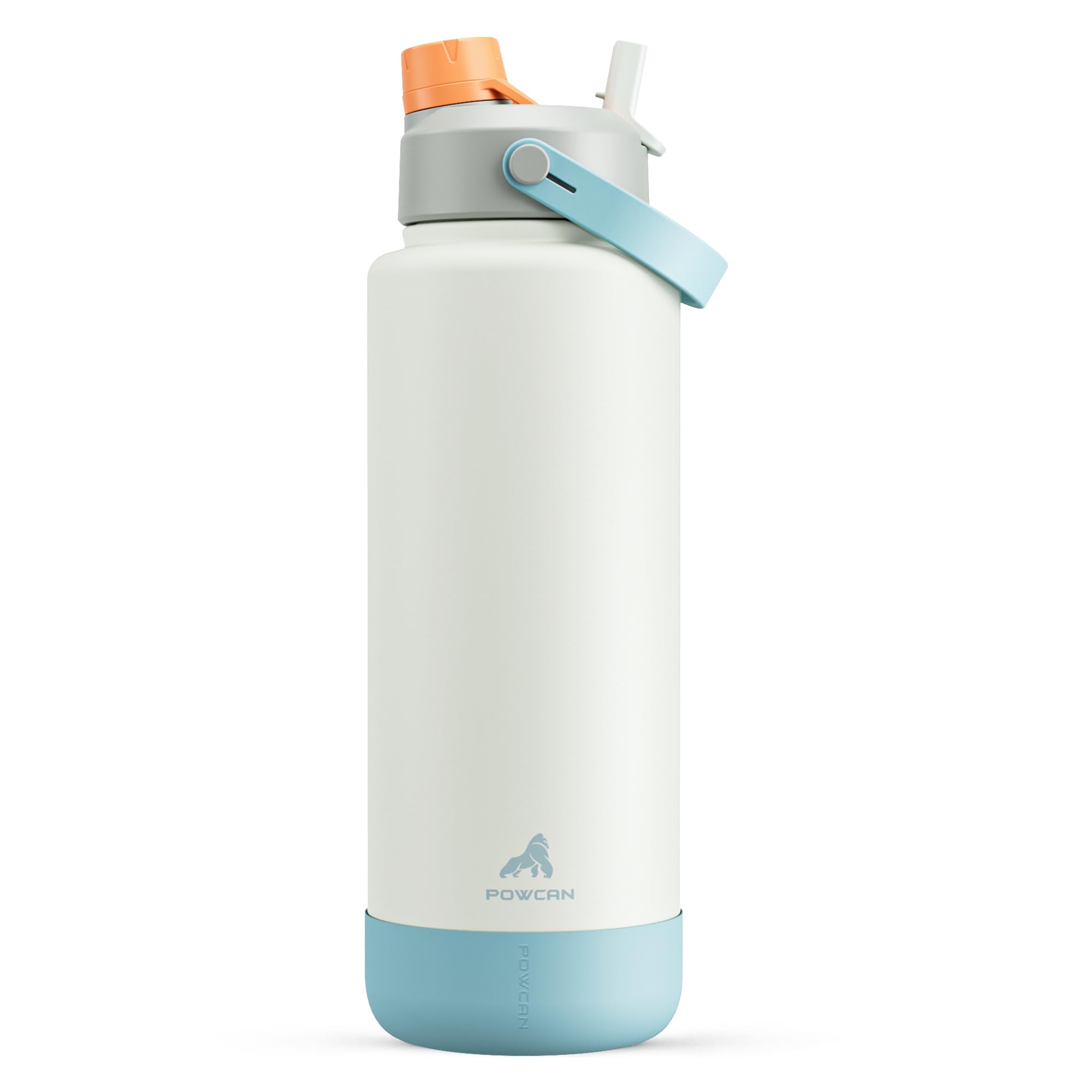 POWCAN 40 oz Insulated Water Bottle with 2-in-1 Straw and Spout Lid, Keep Cold 24H, Leak-Proof, BPA-Free, Double Wall Stainless Steel Water Bottle for Sports, Gym, Travel, and School (Be Free)