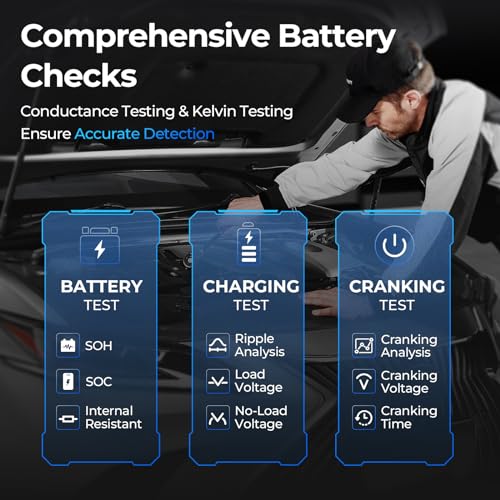 Image of Car Battery Jump Starter and Battery Tester TOPDON 2-in-1 2200A Peak Jump Starter for Up to 8L Gas /6L Diesel Engines 12V Portable Booster and Tester