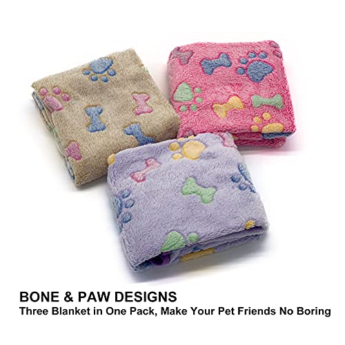 Image of 1 Pack 3 Puppy Blankets Super Soft Warm Sleep Mat Bone Print Cute Blanket Fluffy Premium Fleece Pet Blanket Flannel Throw Dog Blankets for Small Dogs Puppy Cat,Large(40 inchx30 inch)