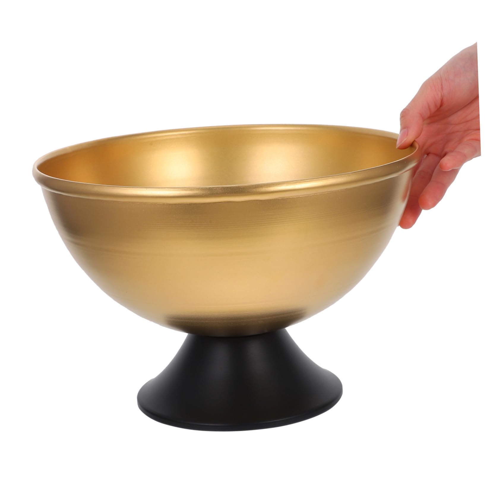 Goldene Metallschüssel mit Fuß aus Eisen, Breite Öffnung für Blumen | Elegantes Design, Schalenförmig für Tischdeko und Hochzeitsfeiern, 1 Stück