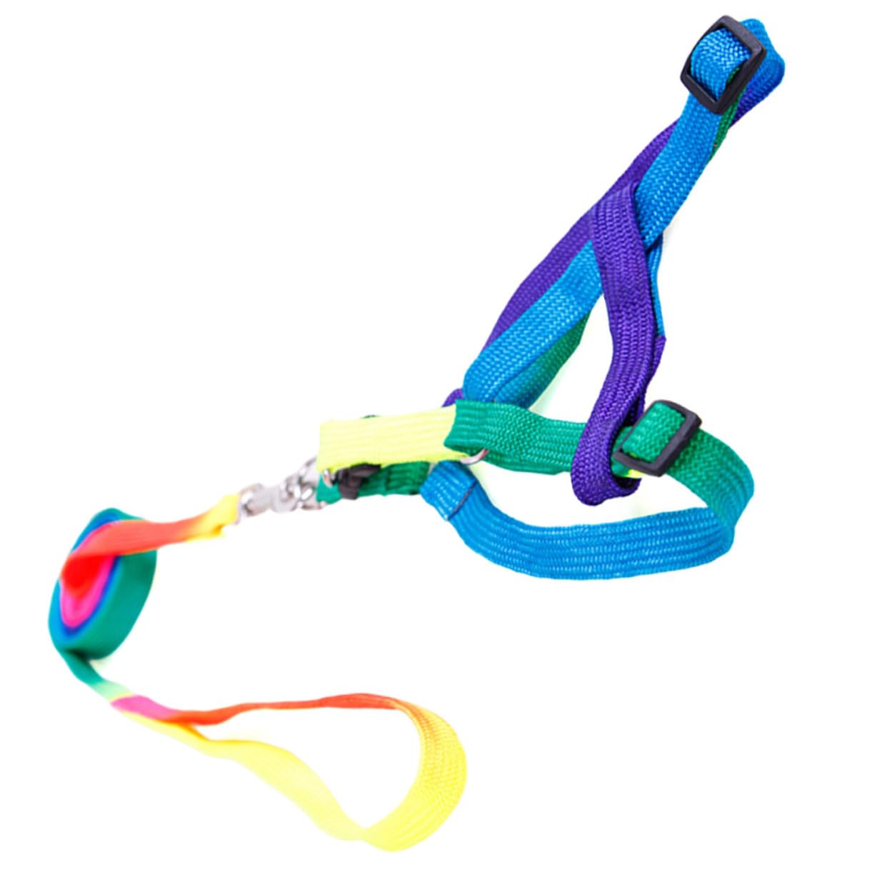 Garneck Adjustable Nylon Chest Leash for Dogs Puppies Rainbow Design Harness On/Off Traction Rope Comfortable Walk Random