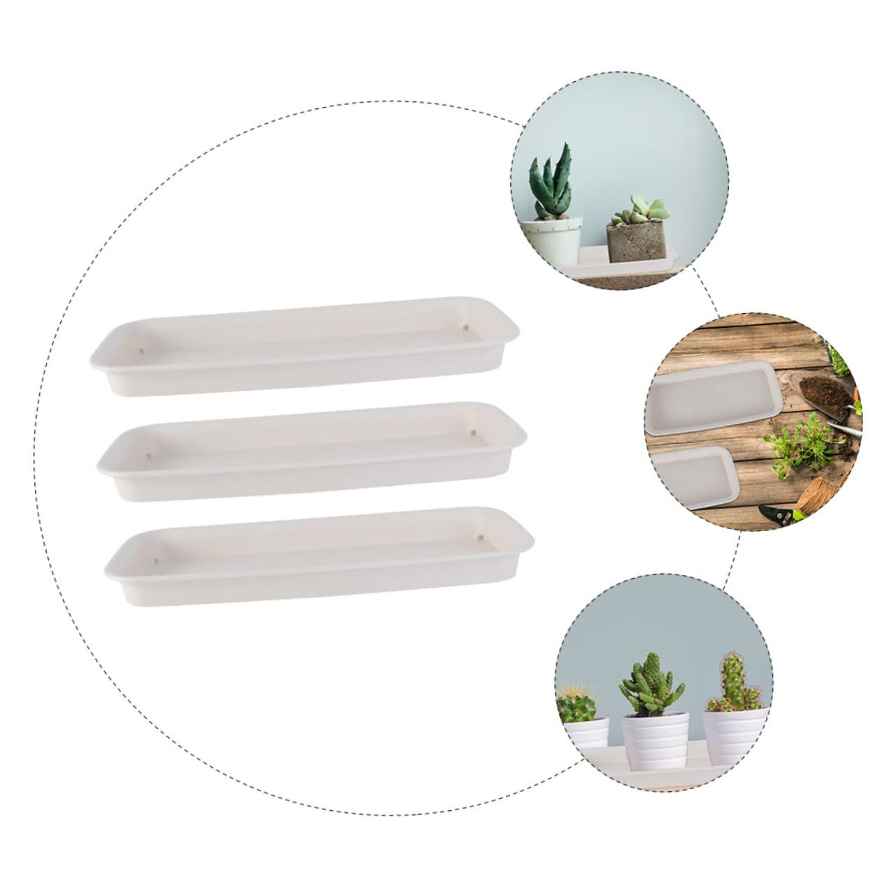 Gogogmee Rectangular Flower Pot Trays 15.7 Inch Plastic Plant Drip Saucers Leakproof Water Tray Base with Anti-Slip Uv Resistant Design for Indoor Outdoor Gardening - Image 4