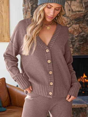 Image of LILLUSORY Womens Cardigan Pants Sets 2 Piece Slouchy Sweater Loungewear