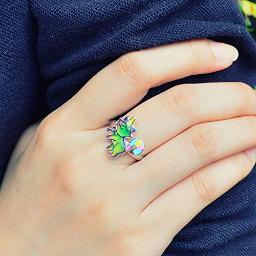 Fairy Tale Cute Caticorn Unicorn Cat Color Change Mood Ring For Girls Size Adjustable4