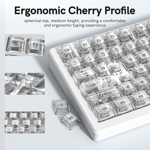 Image of dagaladoo White Clear Keyboard keycaps,Transparent Key caps 60 75 100 Percent,Crystal Jelly Keycap Set,Shine Through Key caps.,Cherry Profile Keyboard caps for Mx Switches Mechanical Keyboard