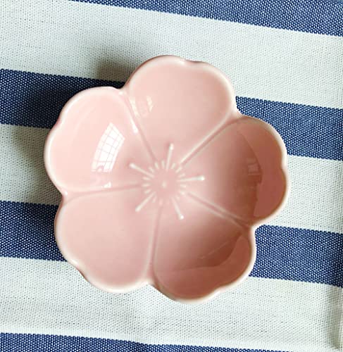 4Pcs Sakura Shaped Ceramics Seasoning Dishes Spice Dishes Salad Soy Sushi Wasabi Dipping Bowls, Tea Bag Holders #TOP7