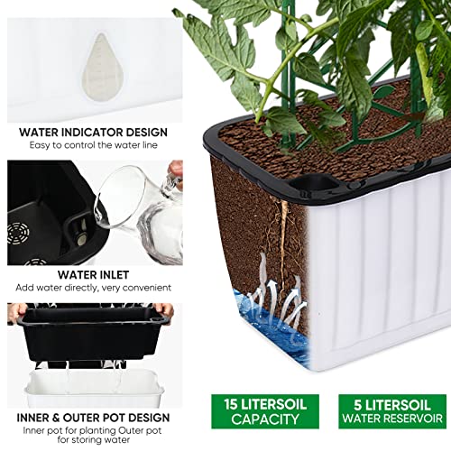 2 Pack Self Watering Planter With Trellis, Garden Planter Box Raised Garden Bed Self Watering Container Vertical Lattice Trellis Planter For Climbing Plants Herb Vegetable Tomato Strawberry Flower #TOP3