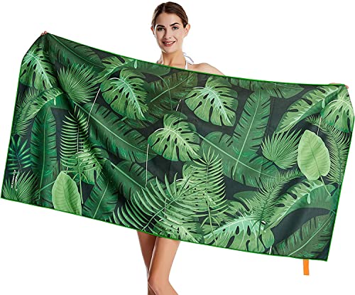 Dimensioni: la dimensione del telo mare è di 79 × 155 cm. Gli asciugamani da campeggio di grandi dimensioni possono coprire il corpo in spiaggia. Confezionato in una mini borsa con coulisse, leggera e compatta, molto comoda da trasportare.