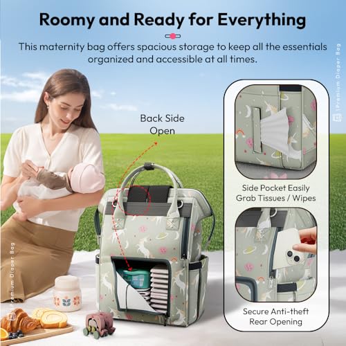 Image of StarAndDaisy Diaper Bag for Mothers for Travel /Diaper Bags for Mom with 26L Large Capacity /Baby Bag for Mother with Multiple Pockets with 3 Double Insulated Bottle Holders (Grey)