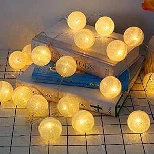 Lichtketting met bollen, 30 bollen, 5 meter lichtketting, batterij, dual mode, perfecte decoratie voor slaapkamer, bruiloft, feest, warm wit