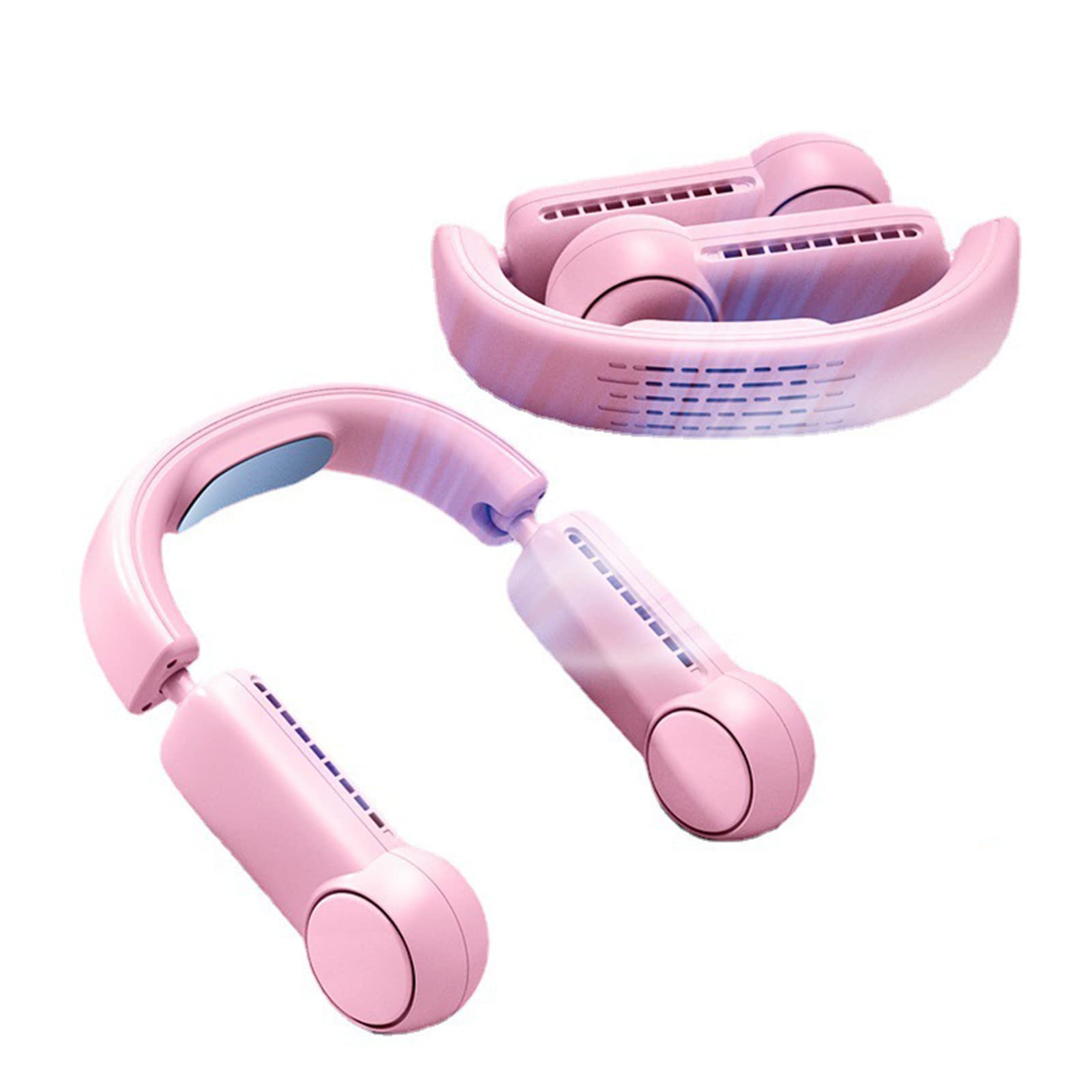 EGwvdgmb Hanging Bladeless Fan, Portable 2-in-1 Wearable Neck Fan, Mini USB Handheld Dual, 3 Speeds, Pink(Pink Rosa)