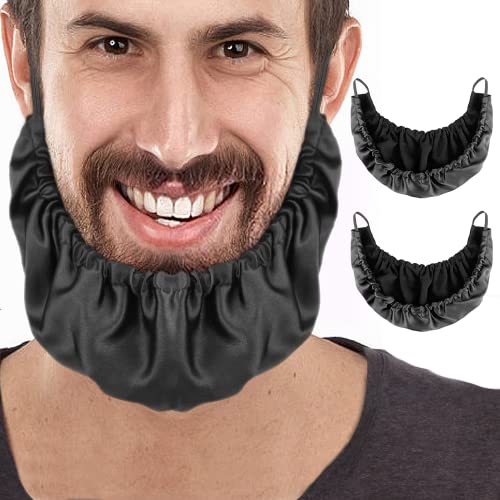 Beard Bandana Bonnet for Men Richoose Facial Beard Bib Apron Guard Beard Cap Black 2 PCS