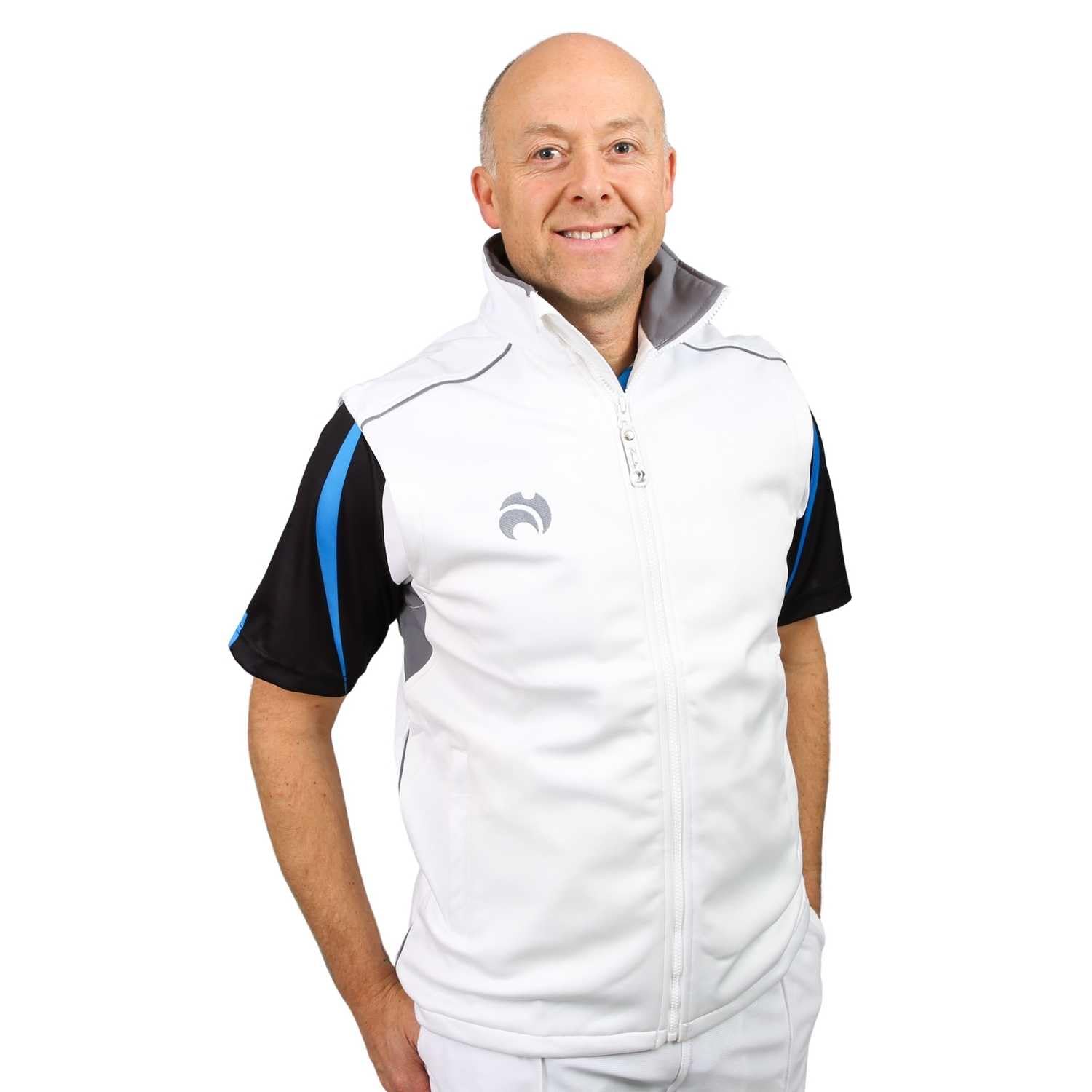 Henselite Men's Lawn Bowling Bodywarmer in White. (White, XL)