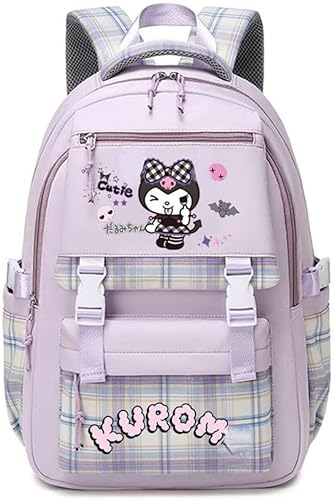 Mochila japonesa Kawaii para mujeres y niñas, mochila estética linda con colgante rosa, mochila escolar duradera a la moda para niñas (púrpura)