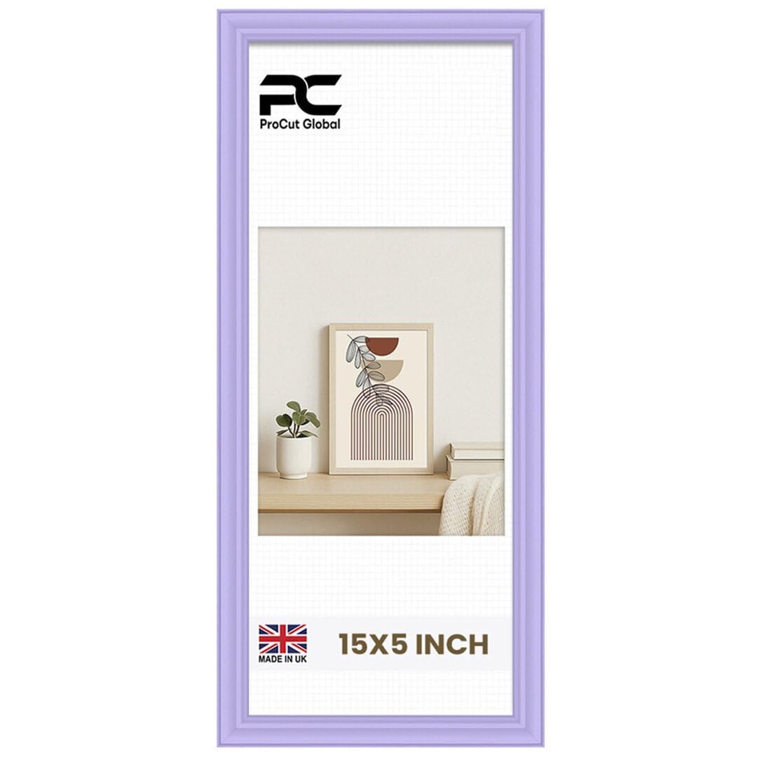 Procut Global 15X5 Purple Picture Frames - Classic Wooden Photo Frame with Shatterproof Perspex for Wall or Tabletop - Perfect for Posters, Certificates & Prints - Sizes & Colors Available