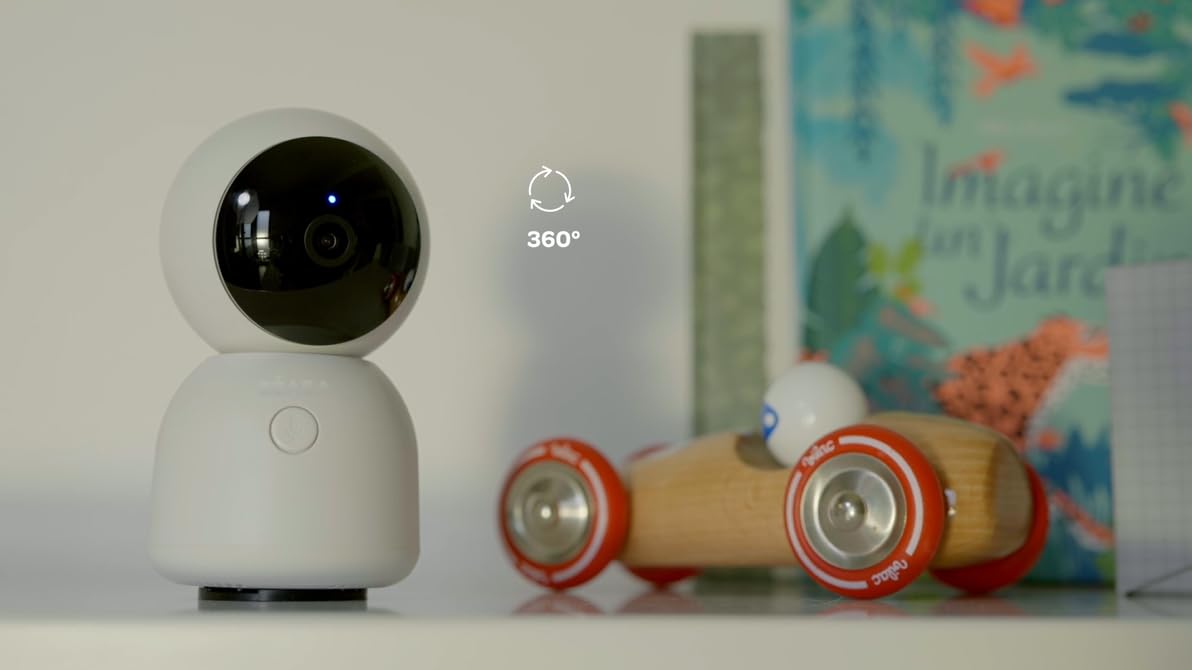 BÉABA - Cámara de Video Adicional para bebé, rotación de 360°, aplicación móvil, visión Nocturna, luz Nocturna Multicolor, walkie-Talkie, Canciones de Cuna, Control de Temperatura y Humedad, luz