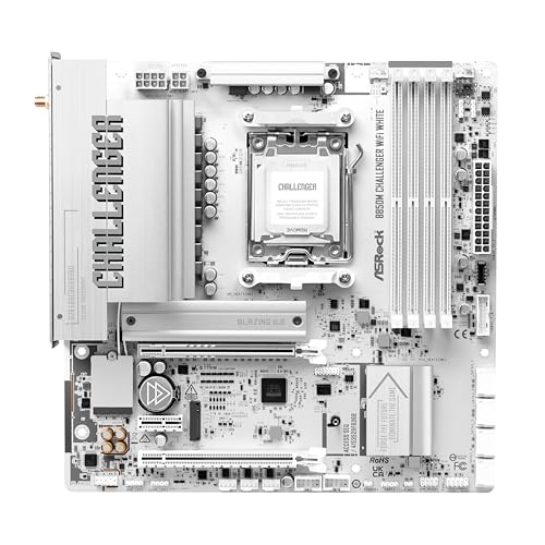 Image of ASRock B850M Challenger WiFi White Socket AM5 Micro-ATX Motherboard, Supports AMD Ryzen 9000 /8000 /7000 Series, B850, DDR5 8000+(OC), PCIe 5.0, WiFi 7, 2.5G LAN, Lightning Gaming Ports