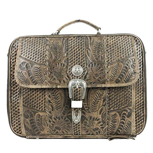 American West Leather -Large Shopper Tote Bag - (Charcoal Brown- Laptop Briefcase)