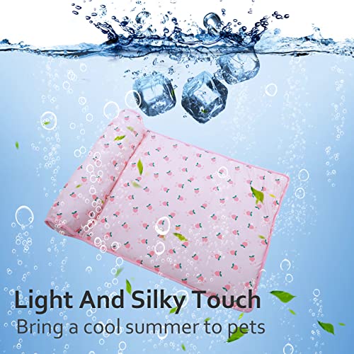 Fuamey Dog Cooling Mats For Sleeping,Pet Self Cooling Pad Washable Summer Cats Bed With Pillow,Small Medium Dogs Mattress Puppy Ice Silk Cool Antislip Blanket For Kennel Sofa Pink Small(Within 40Lb) #TOP4