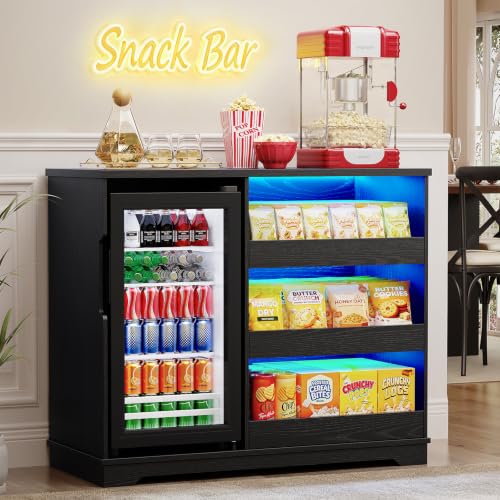Image of Snack Bar Cabinet with Fridge Included, Snack Organizer for Home Theater