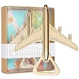BAUCH Flugzeug Flaschenöffner, 1 Stk, goldfarbenes Metalldesign, im Geschenkkarton verpackt – ideal als Geschenk für Piloten, Flugbegeisterte, Reisende oder als Hochzeits- & Geburtstagsgeschenk