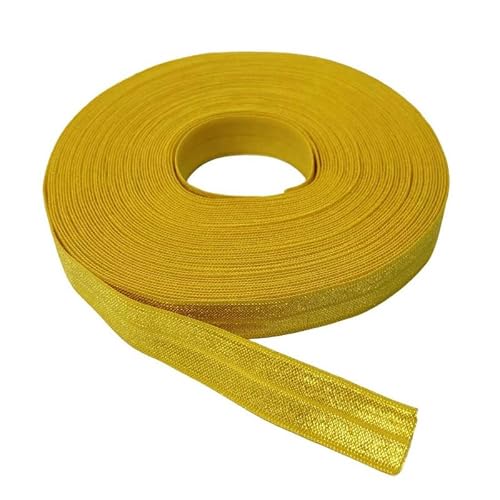 15Yards Elastic Satin Trim Yellow 1.5CM Wide Flat Elastic Band Nylon Satin Trim Ribbon for Sewing Dress/Hat