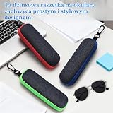Rdunulioo 3 sztuki etui na okulary, modne przenośne etui na okulary z zamkiem błyskawicznym i karabińczykiem, w zestawie 6 ściereczek do czyszczenia z mikrofibry, pudełko na okulary, klucze i